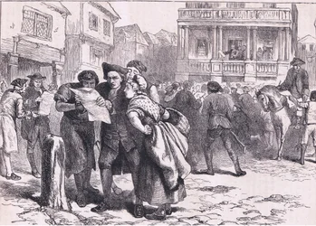 Bostonianen lezen de Stamp Act