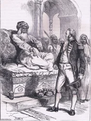 Kapitein Bainbridge en de Dey van Algiers, illustratie uit Cassells Geschiedenis van de Verenigde Staten uitgegeven door Cassell, Petter & Galpin, ca. 1900 (litho)