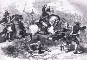De nederlaag van de loyale rekruten, illustratie uit Cassells Geschiedenis van de Verenigde Staten uitgegeven door Cassell, Petter & Galpin, c.1900