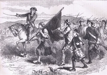 De menigte in Springfield met de zwarte vlag, illustratie uit Cassells Geschiedenis van de Verenigde Staten gepubliceerd door Cassell, Petter & Galpin, ca. 1900