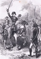 De onafhankelijkheidsverklaring voorgelezen aan het leger, illustratie uit Cassells Geschiedenis van de Verenigde Staten gepubliceerd door Cassell, Petter & Galpin, ca. 1900