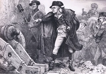 Washington bij het beleg van Yorktown, illustratie uit Cassells Geschiedenis van de Verenigde Staten uitgegeven door Cassell, Petter & Galpin, ca. 1900 (litho)