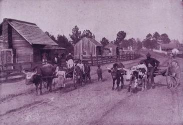 Een dorpsscène van gelukkige tevredenheid in Virginia