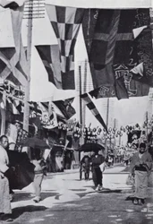Dotombori of Theaterstraat, Osaka (zw/w foto)