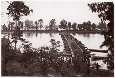 Bouwkwartieren bij Fort Brady, ca. 1865 (albumine zilverdruk van glasnegatief)