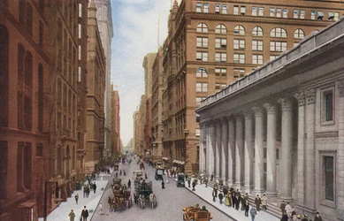 Chicago: La Salle Street, vanaf Board of Trade Building (kleurenfoto)