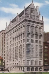 Chicago: University Club, Michigan Boulevard en Monroe Street (kleurenfoto)