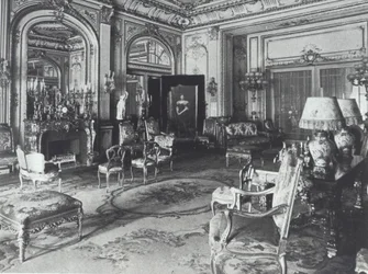 Salon in het huis van de familie Astor, Fifth Avenue, New York