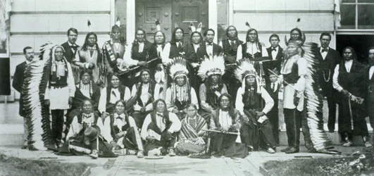 Indiaanse delegatie van Sioux-leiders in Washington, D.C., om te protesteren tegen de schending van het Verdrag van Fort Laramie van 1868