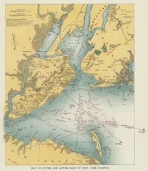 Kaart van de Boven- en Benedenbaaien van de Haven van New York