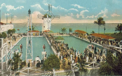 Miami, Florida, ca 1925: Miami Beach Casino Zwembad (kleurenfoto)