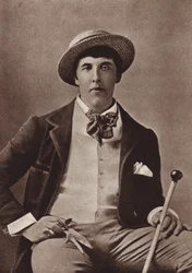 Oscar Wilde, Ierse dichter en toneelschrijver, in Amerika (z/w foto)