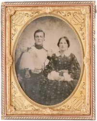 Portret van Hamilton Branch en een ongeïdentificeerde vrouw (daguerrotype)