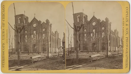 St. Michaels Church na de brand van Chicago in 1871
