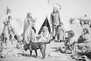 Het Sioux-reservaat in Pine Ridge, South Dakota, c.1890
