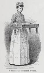Een verpleegster van Bellevue Hospital (litho)