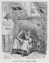 Het huis van een nachtelijke schoonmaakster (litho)