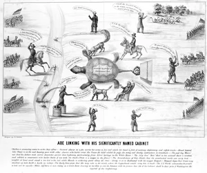 Abe Linking met zijn betekenisvol genaamde kabinet, gepubliceerd door M.E. Godwin in 1864