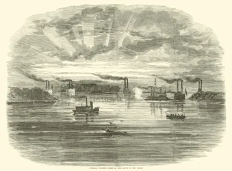 Admiraal Porters vloot bij de monding van de Yazoo, december 1862