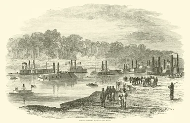 Vloot van admiraal Porter op de Rode Rivier, maart 1864