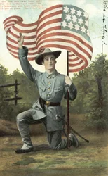 Amerikaanse soldaat met de Stars and Stripes