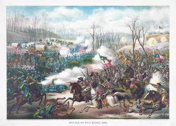 Slag bij Pea Ridge, Arkansas, pub. Kurz & Allison, 1889