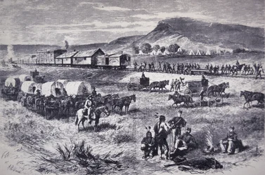 Bouw van de Northern Pacific Railroad, uit 