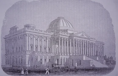 Capitoolgebouw, Washington DC, VS, ca. 1848 (gravure)