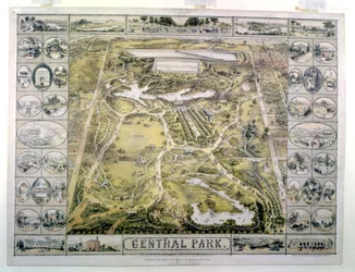 Central Park, Kijkend naar het Noorden vanaf 59th Street, gegraveerd door F. Hepperheimer (fl. 1849-79) uitgegeven door John Bachmann, New York, 1863