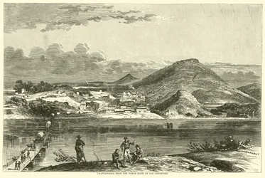 Chattanooga vanaf de noordelijke oever van de Tennessee, september 1863