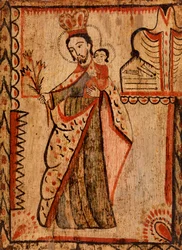 Christus die de ziel van de Maagd Maria vasthoudt