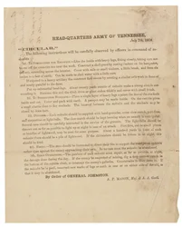 Circulaire betreffende de bouw en versterking van redoutes gebruikt door het Leger van Tennessee, 7 juli 1864