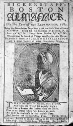 Omslag van Bickerstaffs Boston Almanack met een portret van Phillis Wheatley (1753-84) uitgegeven 1782