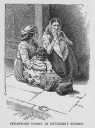 Stoeprand roddels in Mulberry Street (litho)