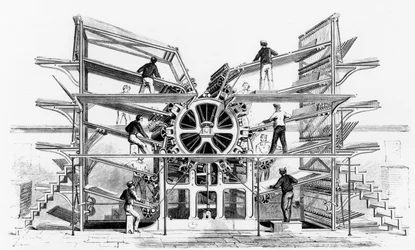 Cilinderdrukpers uitgevonden door Richard March Hoe, New York, 1846