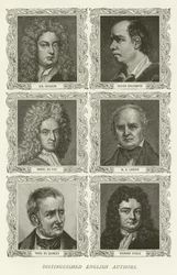 Beroemde Engelse Auteurs, Joseph Addison, Oliver Goldsmith, Daniel de Foe, W S Landor, Thomas De Quincey, Richard Steele