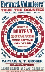 Wervingsposter voor Duryeas Zouaven, Tweede Bataljon, 19e Wijk, Brooklyn