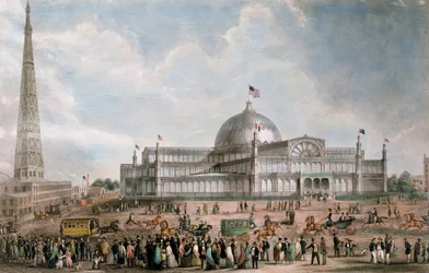 Buitenaanzicht van het New York Crystal Palace, 1853