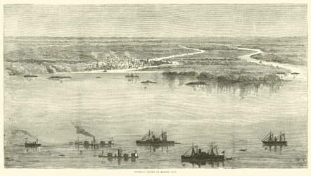 Federale vloot in Mobile Bay, augustus 1864