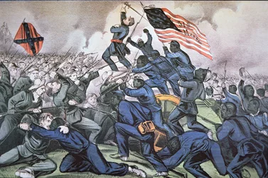 Fort Wagner bestormd door het 54e Massachusetts (gekleurde) regiment