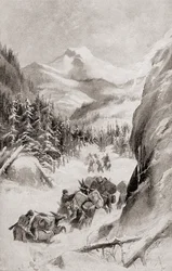 Fremont in de Rocky Mountains, Noord-Amerika tijdens zijn vierde expeditie van 1848, uit 