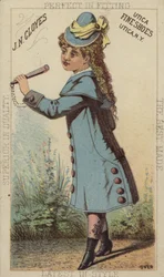 Meisje in blauwe jas en laarzen