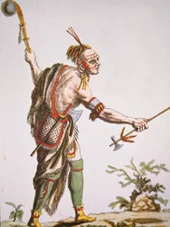Iroquois krijger met knuppel met balhoofd
