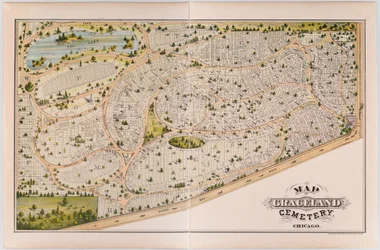 Kaart van Graceland Cemetery, ca. 1875