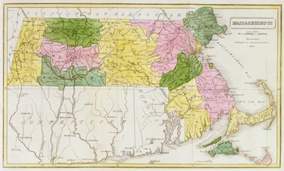 Kaart van Massachusetts, uit 