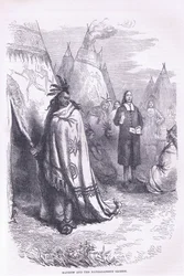 Mayhew en de Naragansett 1674, illustratie uit Cassell