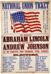 Stembiljet van de Nationale Unie. ... Lincoln en Johnson, de Unie voor altijd, 1864