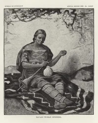 Navajo vrouw aan het spinnen