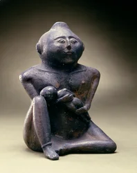 Fles met moederfiguur, Cahokia Cultuur, Mississippiaanse Periode, 1200-1400