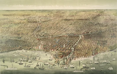 Panoramisch Uitzicht op de Stad Chicago, uitgegeven 1892
